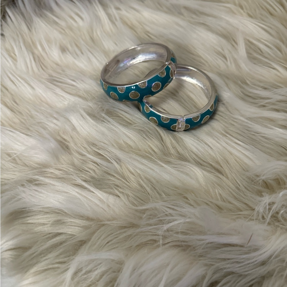 Silver and blue enamel bracelets
